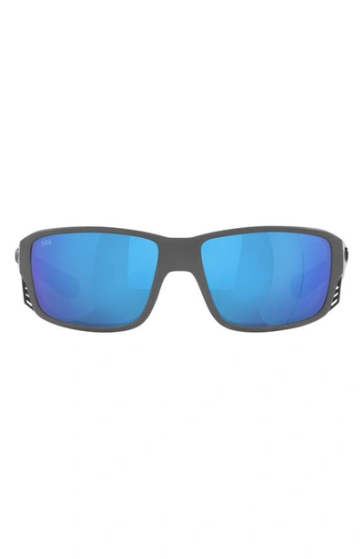 Shop Costa Del Mar Pargo 60mm Mirrored Polarized Square Sunglasses In Matte Gray