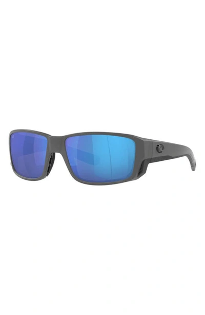 Shop Costa Del Mar Pargo 60mm Mirrored Polarized Square Sunglasses In Matte Gray