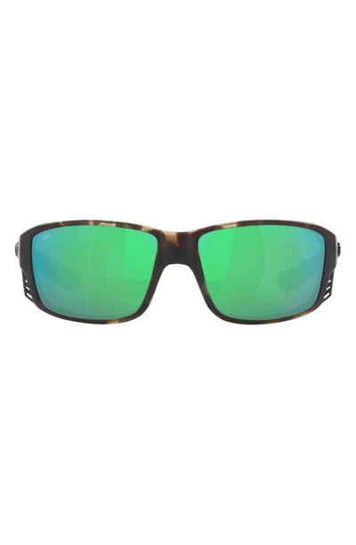 Shop Costa Del Mar Pargo 60mm Mirrored Polarized Square Sunglasses In Matte Green