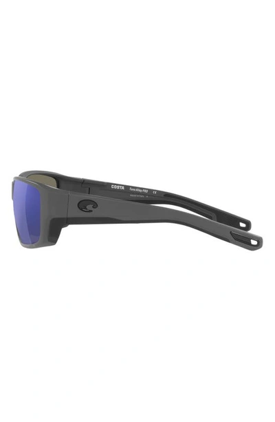 Costa Del Mar Pargo 60mm Mirrored Polarized Square Sunglasses In Matte Gray