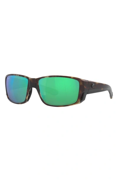 Costa Del Mar Pargo 60mm Mirrored Polarized Square Sunglasses In Matte Green