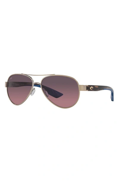 Costa Del Mar Loreto 56mm Gradient Pilot Sunglasses In Rose