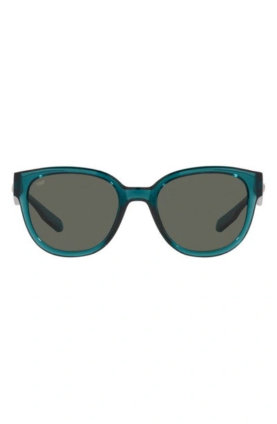 Shop Costa Del Mar Salina 53mm Polarized Rectangular Sunglasses In Teal