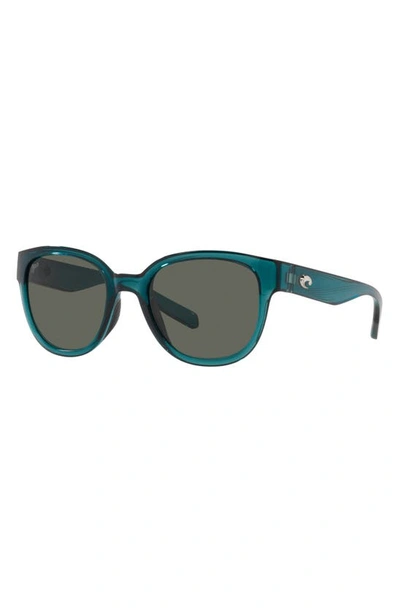 Shop Costa Del Mar Salina 53mm Polarized Rectangular Sunglasses In Teal