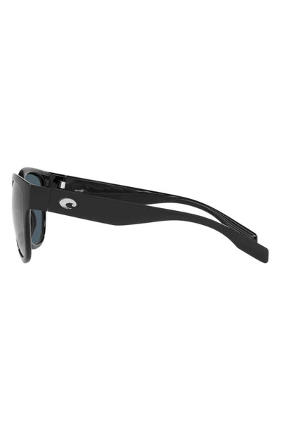 Shop Costa Del Mar Salina 53mm Polarized Rectangular Sunglasses In Black