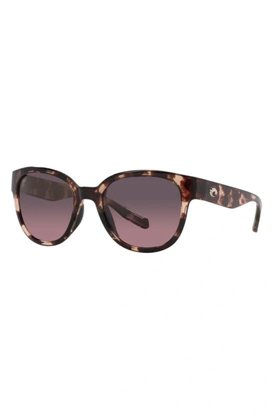 Costa Del Mar Salina 53mm Gradient Polarized Rectangular Sunglasses In Tortoise
