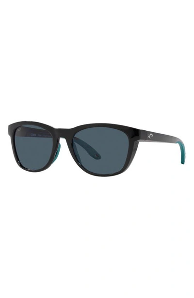 Shop Costa Del Mar Aleta 54mm Polarized Round Sunglasses In Black