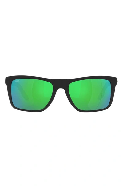 Shop Costa Del Mar Mainsail 55mm Mirrored Polarized Rectangular Sunglasses In Green Mirror