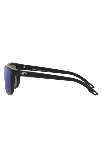 Shop Costa Del Mar Mainsail 55mm Mirrored Polarized Rectangular Sunglasses In Matte Black