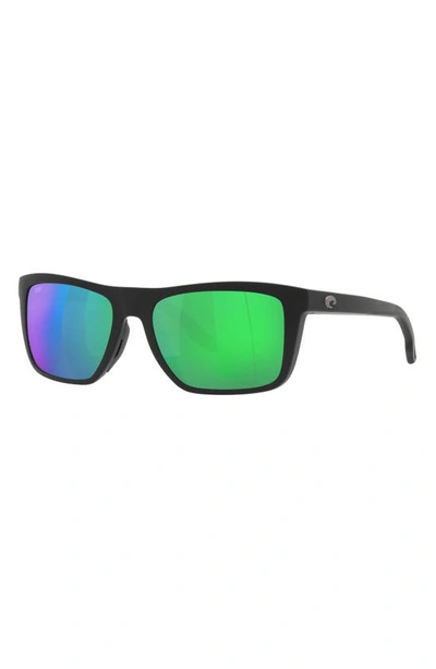 Shop Costa Del Mar Mainsail 55mm Mirrored Polarized Rectangular Sunglasses In Green Mirror