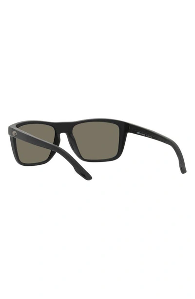 Shop Costa Del Mar Mainsail 55mm Mirrored Polarized Rectangular Sunglasses In Matte Black