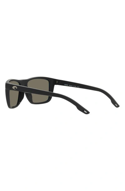 Costa Del Mar Mainsail 55mm Mirrored Polarized Rectangular Sunglasses In Matte Black