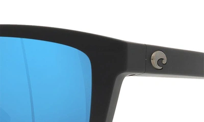 Costa Del Mar Mainsail 55mm Mirrored Polarized Rectangular Sunglasses In Matte Black