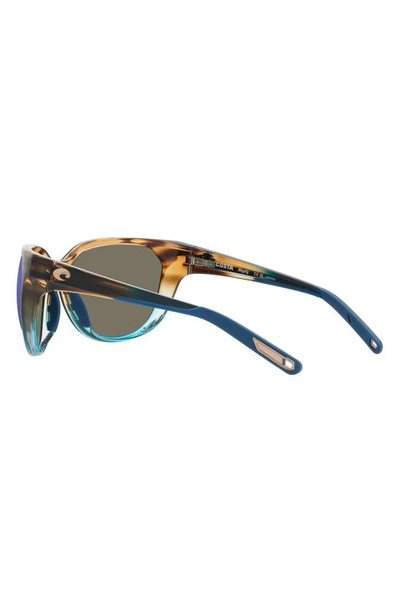 Shop Costa Del Mar Mayfly 58mm Mirrored Polarized Round Sunglasses In Blue Mirror