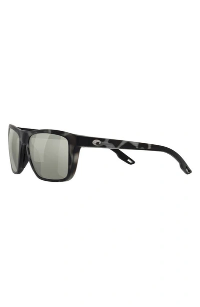 Costa Del Mar Mainsail 55mm Mirrored Polarized Rectangular Sunglasses In Silver Mirror