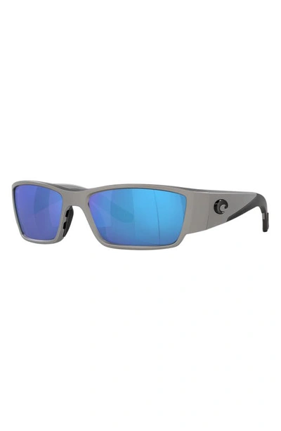 Shop Costa Del Mar Corbina Pro 61mm Rectangular Sunglasses In Blue Mirror