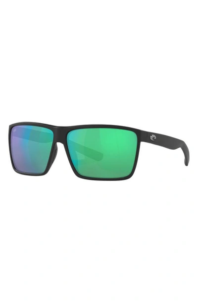 Costa Del Mar 63mm Polarized Oversize Square Sunglasses In Green Mirror