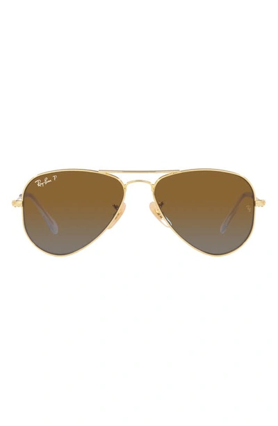 Shop Ray Ban Ray-ban Kids' Junior Aviator 52mm Gradient Polarized Pilot Sunglasses In Gold Flash