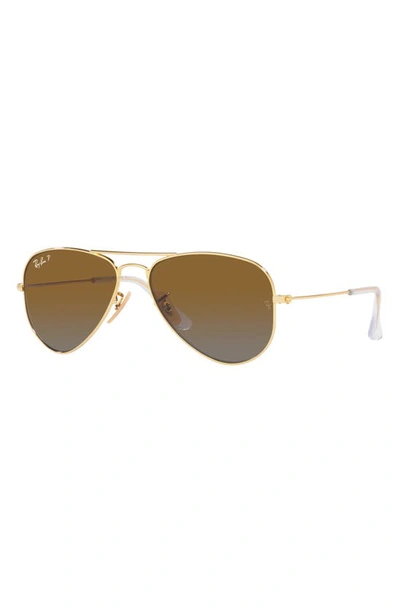 Shop Ray Ban Ray-ban Kids' Junior Aviator 52mm Gradient Polarized Pilot Sunglasses In Gold Flash