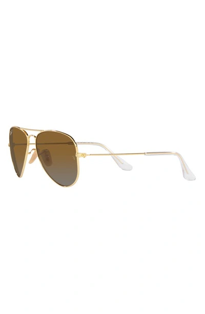 Shop Ray Ban Ray-ban Kids' Junior Aviator 52mm Gradient Polarized Pilot Sunglasses In Gold Flash