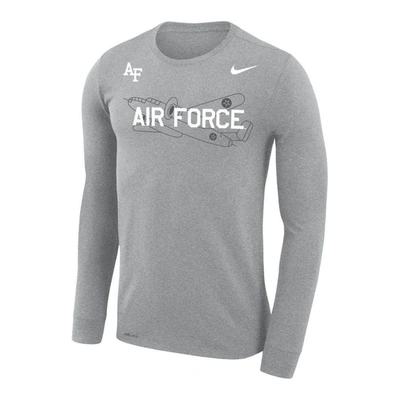Shop Nike Heather Gray Air Force Falcons Rivalry Plane Legend Performance T-shirt