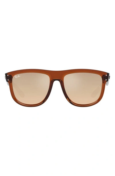 Shop Ray Ban Ray-ban Boyfriend Reverse 56mm Square Sunglasses In Transparent Light Brown