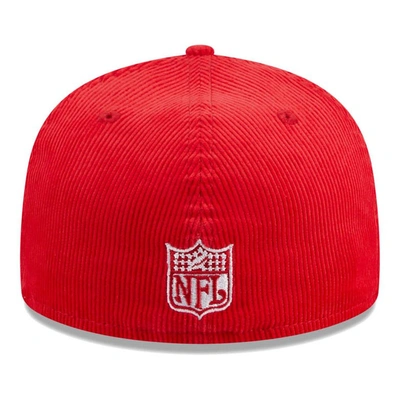 Shop New Era Scarlet San Francisco 49ers Throwback Cord 59fifty Fitted Hat