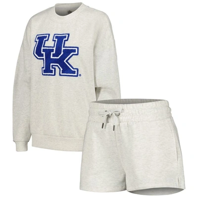 Shop Gameday Couture Ash Kentucky Wildcats Team Effort Pullover Sweatshirt & Shorts Sleep Set