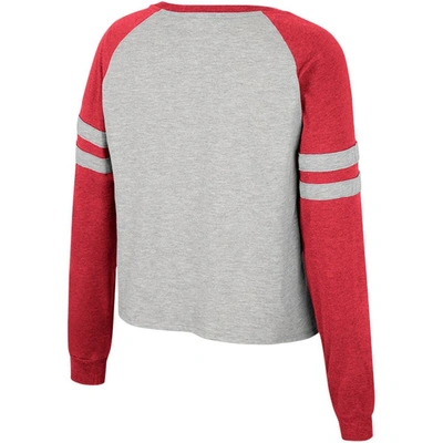 Shop Colosseum Heather Gray Indiana Hoosiers I'm Gliding Here Raglan Long Sleeve Cropped T-shirt