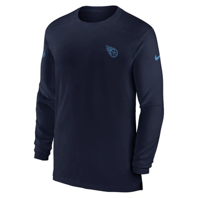 Shop Nike Navy Tennessee Titans Sideline Coach Performance Long Sleeve T-shirt