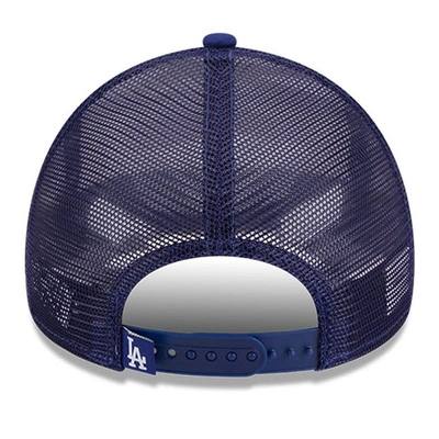 Shop New Era White/royal Los Angeles Dodgers Stacked A-frame Trucker 9forty Adjustable Hat