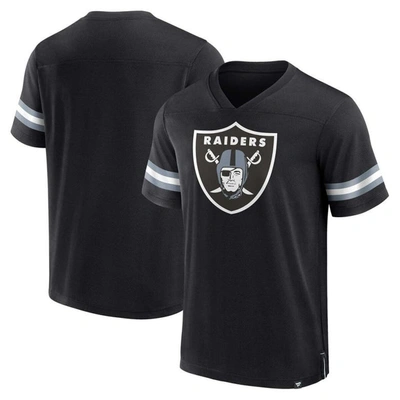 Shop Fanatics Branded  Black Las Vegas Raiders Jersey Tackle V-neck T-shirt