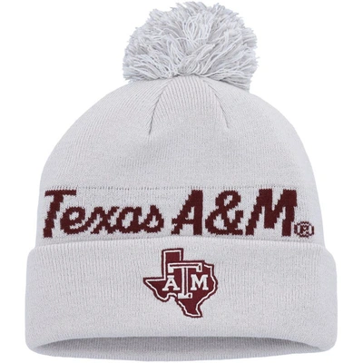 Shop Adidas Originals Adidas Gray Texas A&m Aggies Cuffed Knit Hat With Pom In White