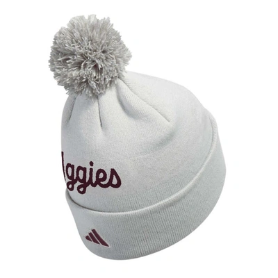 Shop Adidas Originals Adidas Gray Texas A&m Aggies Cuffed Knit Hat With Pom In White