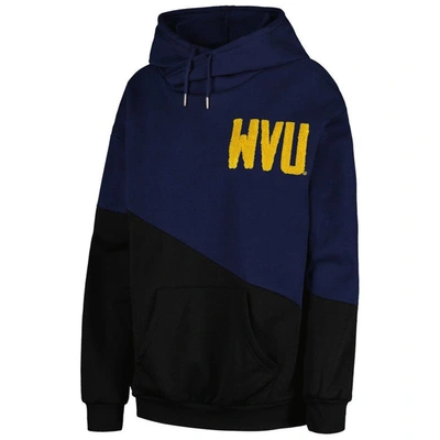 Shop Gameday Couture Navy/black West Virginia Mountaineers Matchmaker Diagonal Cowl Pullover Hoodie