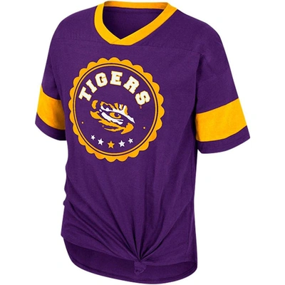 Shop Colosseum Girls Youth  Purple Lsu Tigers Tomika Tie-front V-neck T-shirt