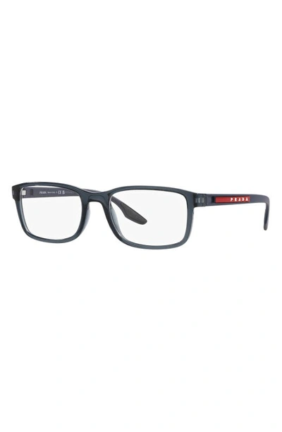 Prada 55mm Pillow Optical Glasses In Trans Blue