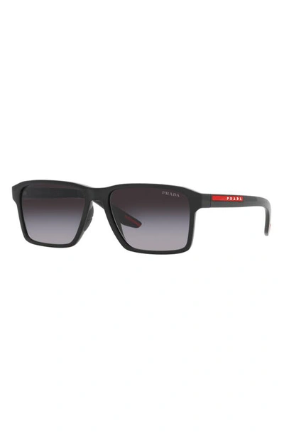 Shop Prada 58mm Gradient Rectangular Sunglasses In Black