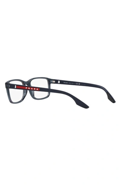 Prada 55mm Pillow Optical Glasses In Trans Blue