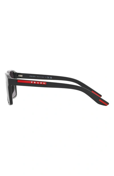 Prada 58mm Polarized Rectangular Sunglasses In Black