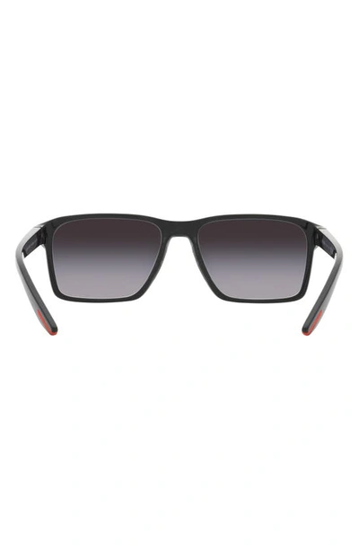 Prada 58mm Polarized Rectangular Sunglasses In Black