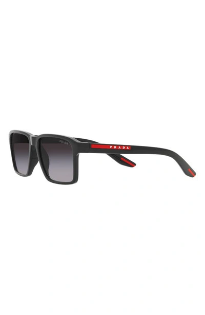 Prada 58mm Polarized Rectangular Sunglasses In Black