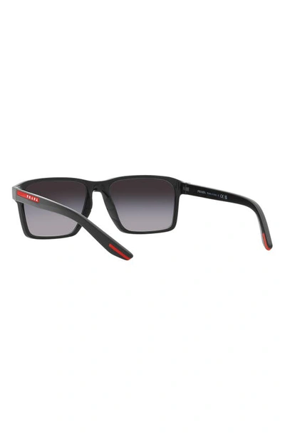 Prada 58mm Polarized Rectangular Sunglasses In Black