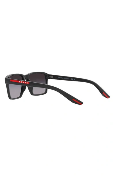 Prada 58mm Polarized Rectangular Sunglasses In Black
