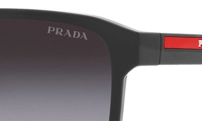 Prada 58mm Polarized Rectangular Sunglasses In Black