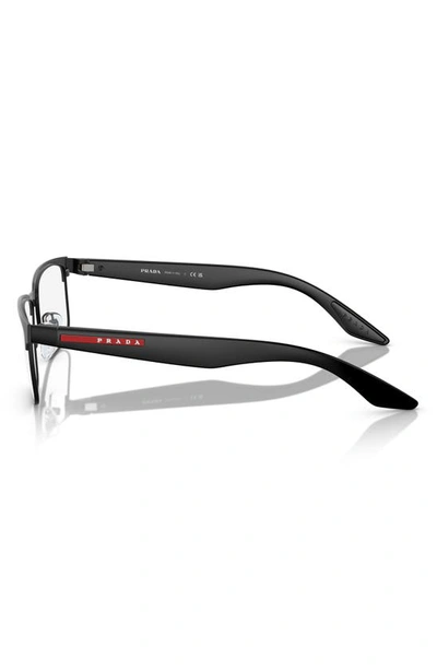 Shop Prada 56mm Rectangular Optical Glasses In Rubber Black