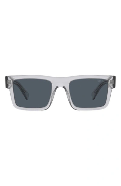 Shop Prada 52mm Rectangular Sunglasses In Shiny Gunmet