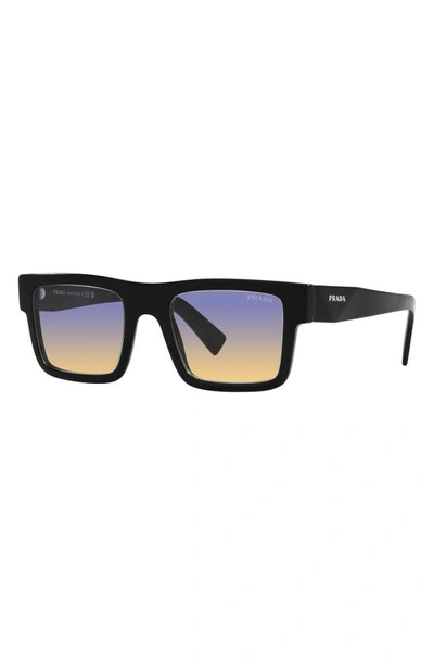 Shop Prada 52mm Rectangular Sunglasses In Black Yellow