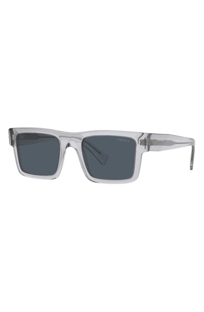 Prada 52mm Rectangular Sunglasses In Shiny Gunmet