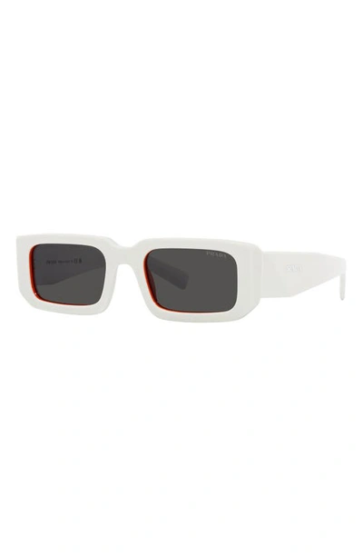 Shop Prada 53mm Rectangular Sunglasses In Dark Grey